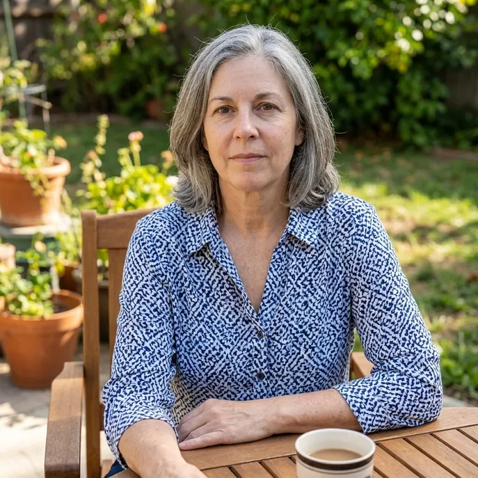 Smiling woman enjoying a bright morning at home