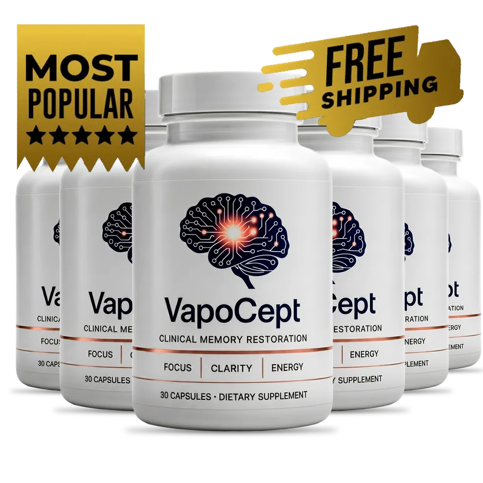 Six-bottle best-value package of VapoCept nootropic capsules with free shipping